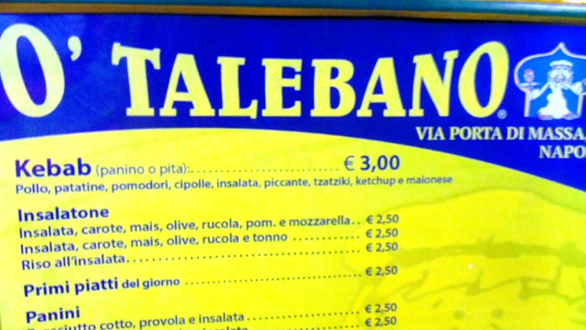 Listino prezzi o' taleban kebab a napoli quanto si paga?